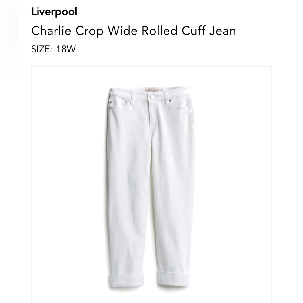 Liverpool cropped cuffed white jeans